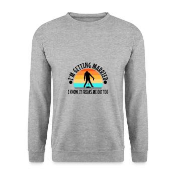 Im getting Married I know, it freaks me out too - Unisex Pullover - Weißgrau meliert - Vorne - Alina (178cm) & Michal (187cm)
