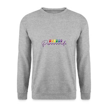 Katze Pride - Unisex Pullover - Weißgrau meliert - Vorne - Alina (178cm) & Michal (187cm)