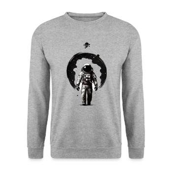 ASTRONAUT IN SPACE GETTING OUT OF THE BLACK HOLE - Unisex Sweatshirt - salt & pepper - Front - Alina (178cm) & Michal (187cm)