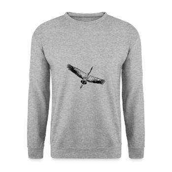 Heron bird in flight - Unisex Sweatshirt - salt & pepper - Front - Alina (178cm) & Michal (187cm)
