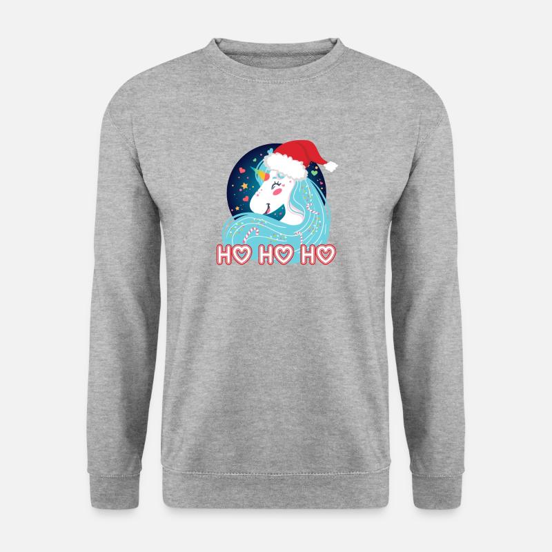 Ho ho ho Weihnachten Einhorn - Unisex Pullover - Weißgrau meliert