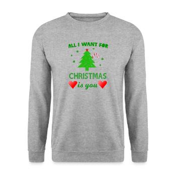 Noël - amour - cadeau - Sweat-shirt Unisexe - gris chiné - Devant - Alina (178cm) & Michal (187cm)