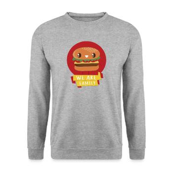 HAMBURGERS - WE ARE FAMILY - Unisex Sweatshirt - salt & pepper - Front - Alina (178cm) & Michal (187cm)