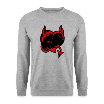 Demon heart - Unisex Sweatshirt - salt & pepper - Front - Alina (178cm) & Michal (187cm)