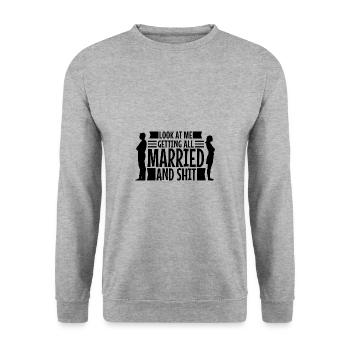 Regardez-moi me marier et merde - Sweat-shirt Unisexe - gris chiné - Devant - Alina (178cm) & Michal (187cm)