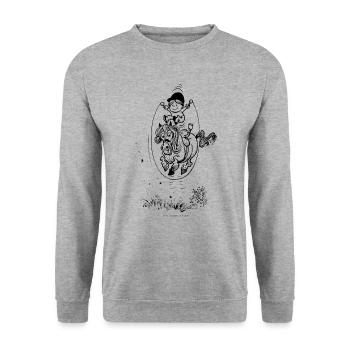 Thelwell Pony springt Springseil - Unisex Pullover - Weißgrau meliert - Vorne - Alina (178cm) & Michal (187cm)