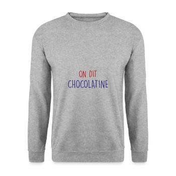 on dit chocolatine - Sweat-shirt Unisexe - gris chiné - Devant - Alina (178cm) & Michal (187cm)