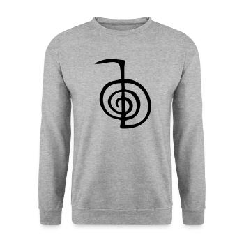 Reiki Healing Symbol - Cho Ku Rei - Unisex Sweatshirt - salt & pepper - Front - Alina (178cm) & Michal (187cm)