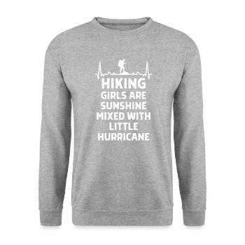 Klettern Kletterer Hiking Sprüche Geschenk - Unisex Pullover - Weißgrau meliert - Vorne - Alina (178cm) & Michal (187cm)