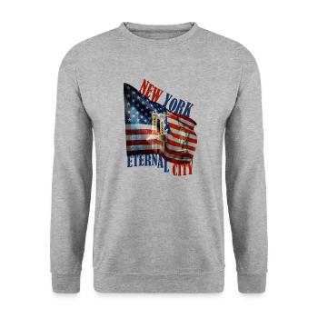 NEW YORK - Sweat-shirt Unisexe - gris chiné - Devant - Alina (178cm) & Michal (187cm)