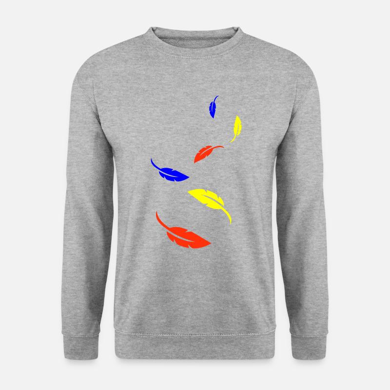 Feder Bunt - Unisex Pullover - Weißgrau meliert