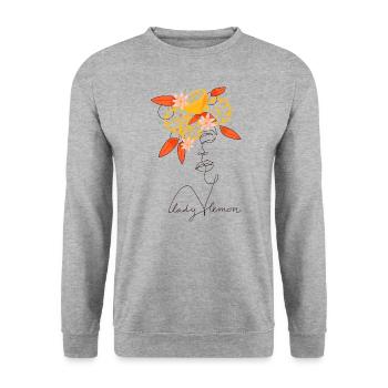 Lady Lemon Lineart Design - Unisex Sweatshirt - salt & pepper - Front - Alina (178cm) & Michal (187cm)
