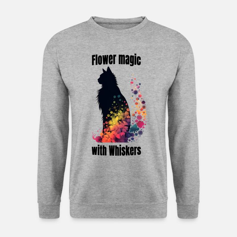 Flower Cat - Unisex Pullover - Weißgrau meliert