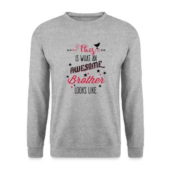 This is what an awesome brother looks like - Unisex Pullover - Weißgrau meliert - Vorne - Alina (178cm) & Michal (187cm)