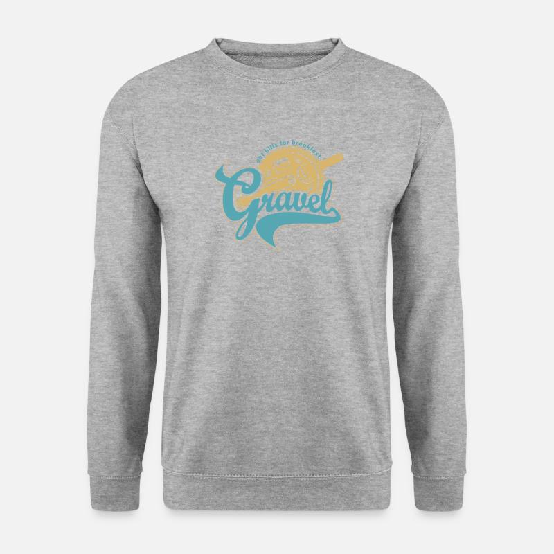 Gravel - eat hills for breakfast - Unisex Pullover - Weißgrau meliert