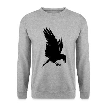 Krähe - Unisex Pullover - Weißgrau meliert - Vorne - Alina (178cm) & Michal (187cm)