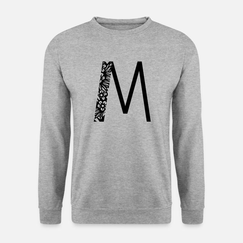 Buchstabe M - Unisex Pullover - Weißgrau meliert