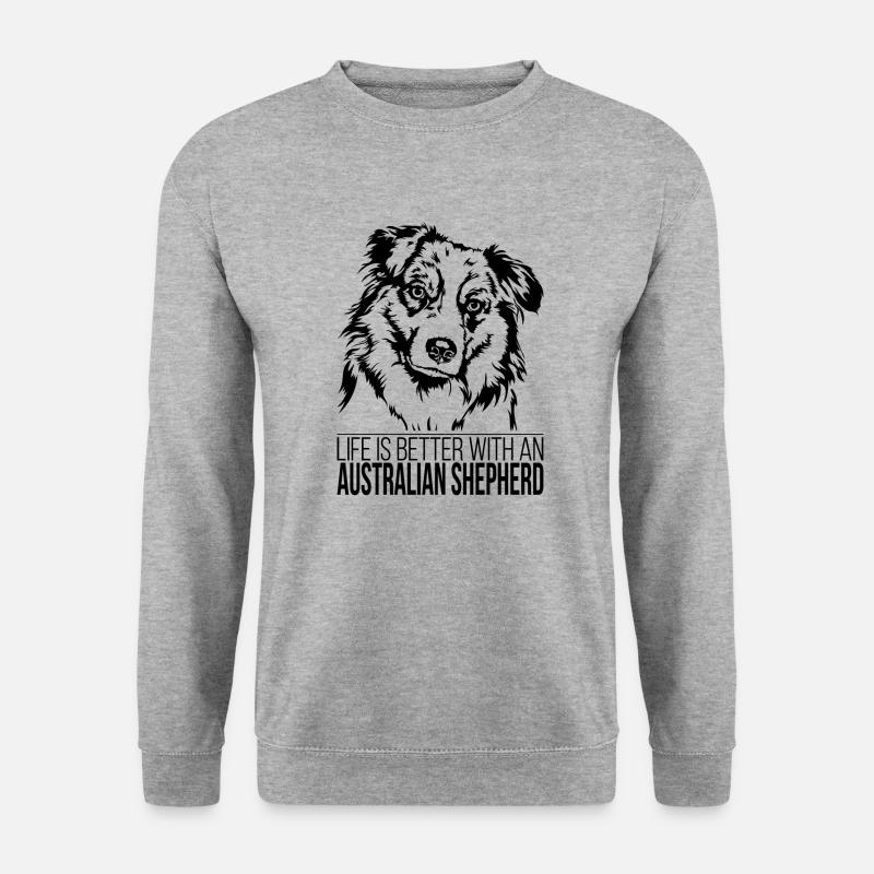 Australian Shepherd Hunde Spruch Aussie Wilsigns - Unisex Pullover - Weißgrau meliert