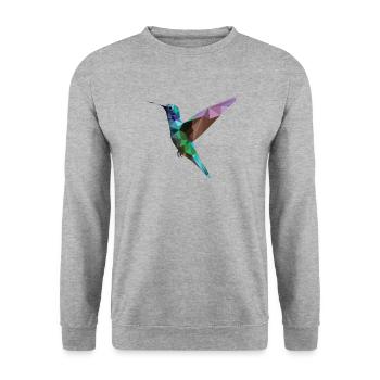 Bunter Kolibri - Unisex Pullover - Weißgrau meliert - Vorne - Alina (178cm) & Michal (187cm)