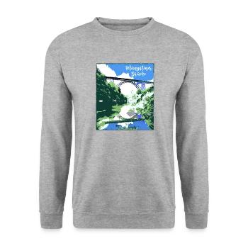 Müngstener Brücke,solingen,Brücke - Unisex Pullover - Weißgrau meliert - Vorne - Alina (178cm) & Michal (187cm)