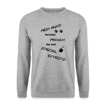 Mein Hund hat keine Macken - Unisex Pullover - Weißgrau meliert - Vorne - Alina (178cm) & Michal (187cm)