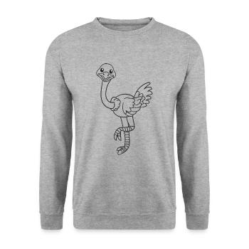 Strauß, Vogel Strauß, Geschenk, Geschenkidee - Unisex Pullover - Weißgrau meliert - Vorne - Alina (178cm) & Michal (187cm)