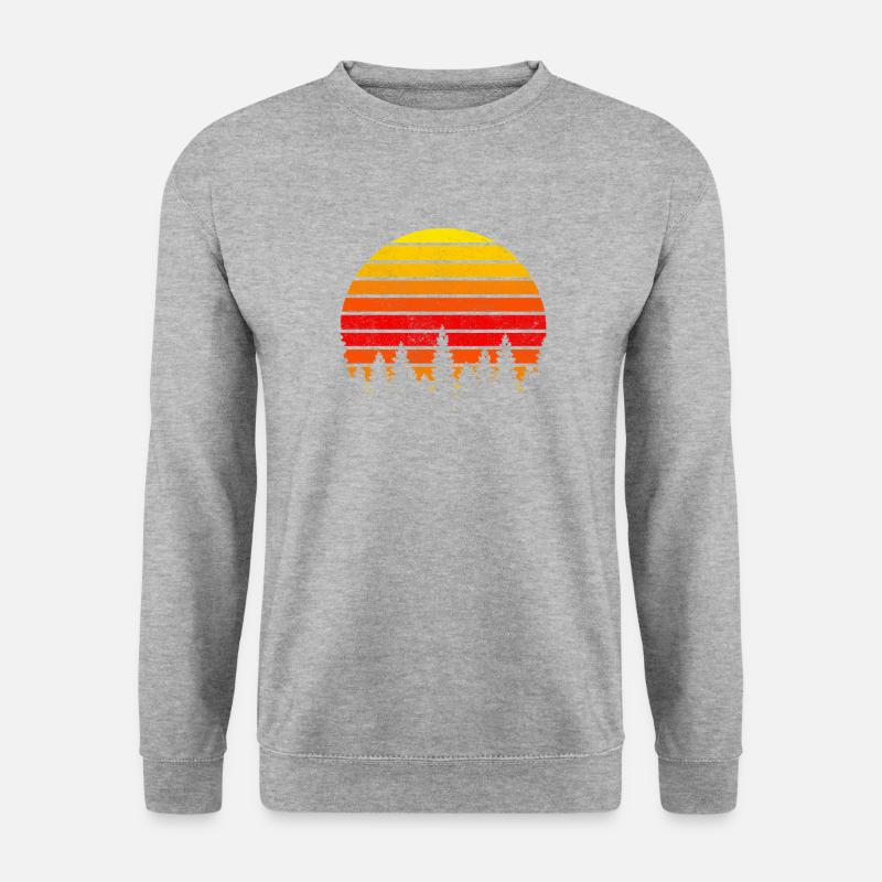 Wald Sonnenuntergang - Unisex Pullover - Weißgrau meliert