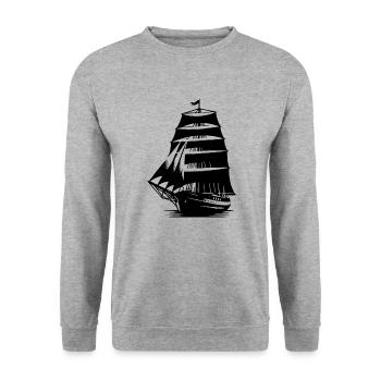 Altes Segelschiff mit gesetzten Segeln - Unisex Pullover - Weißgrau meliert - Vorne - Alina (178cm) & Michal (187cm)