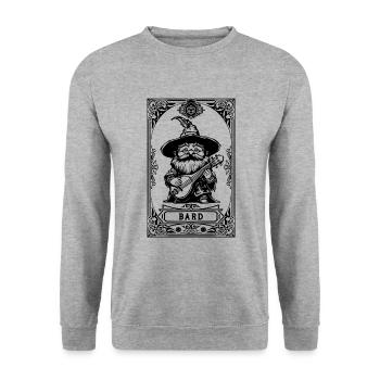 Barde RPG Tarot Karte Chibi - Unisex Pullover - Weißgrau meliert - Vorne - Alina (178cm) & Michal (187cm)