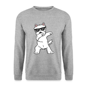 West Highlan Terrier Dabbing Funny cute dance - Unisex Sweatshirt - salt & pepper - Front - Alina (178cm) & Michal (187cm)
