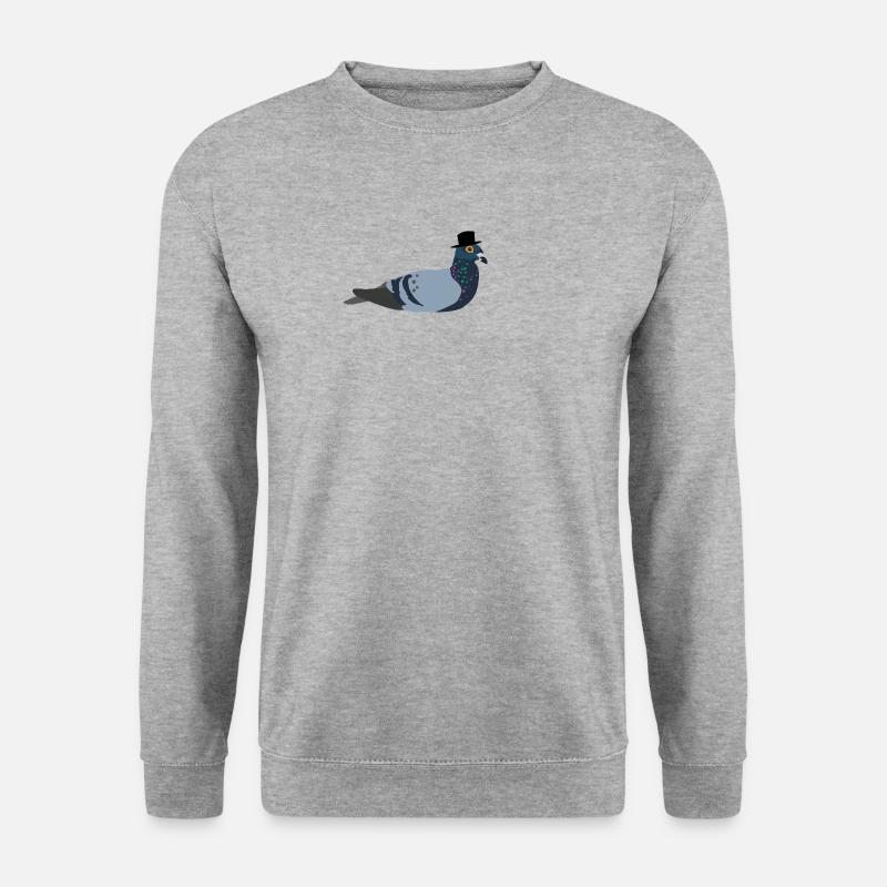 Taube mit Hut - Unisex Pullover - Weißgrau meliert