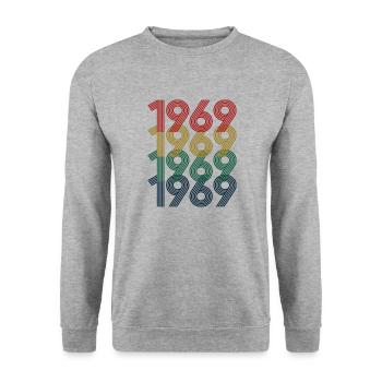 1969 Vintage 55e anniversaire hommes femmes 55 ans - Sweat-shirt Unisexe - gris chiné - Devant - Alina (178cm) & Michal (187cm)