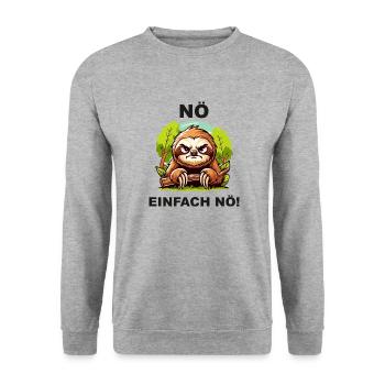 Lustiges Faultier Design - Nö Einfach Nö - Unisex Pullover - Weißgrau meliert - Vorne - Alina (178cm) & Michal (187cm)