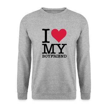 Ich liebe meinen Freund! - Unisex Pullover - Weißgrau meliert - Vorne - Alina (178cm) & Michal (187cm)