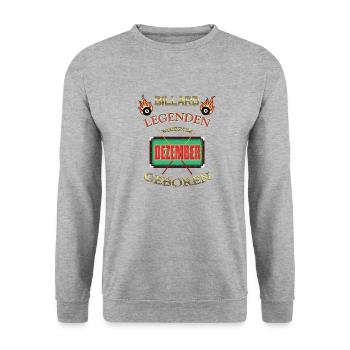 BILLIARD LEGENDEN WERDEN IM DEZEMBER GEBOREN - Unisex Pullover - Weißgrau meliert - Vorne - Alina (178cm) & Michal (187cm)