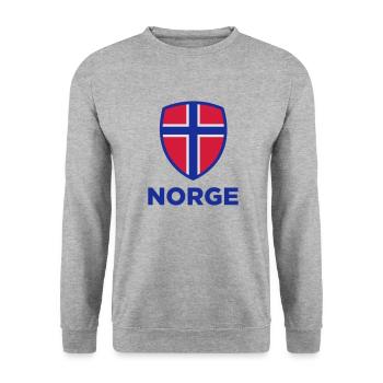 Nationalflagge von Norwegen - Unisex Pullover - Weißgrau meliert - Vorne - Alina (178cm) & Michal (187cm)
