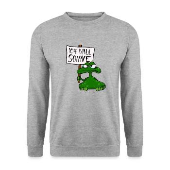 Sonnenfrosch - Unisex Pullover - Weißgrau meliert - Vorne - Alina (178cm) & Michal (187cm)