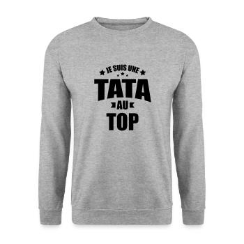 je suis une tata au top - Sweat-shirt Unisexe - gris chiné - Devant - Alina (178cm) & Michal (187cm)