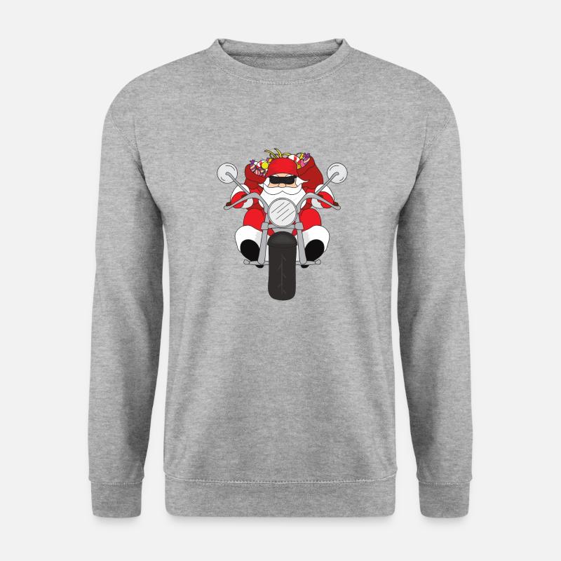 Weihnachten Motorrad Weihnachtsmann Santa Claus - Unisex Pullover - Weißgrau meliert