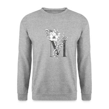 Letter M - Unisex Sweatshirt - salt & pepper - Front - Alina (178cm) & Michal (187cm)