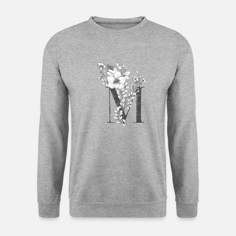 Buchstabe M - Unisex Pullover - Weißgrau meliert