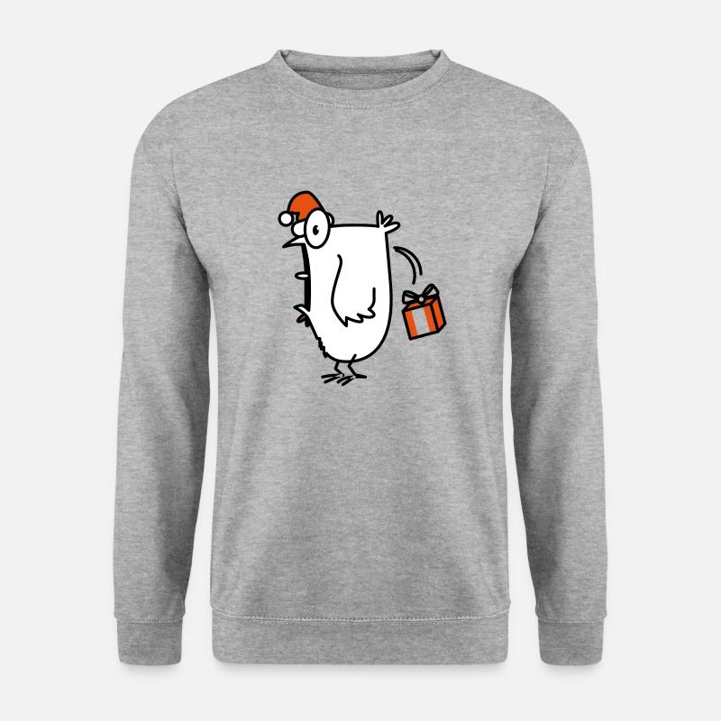 christmas chick Weihnacht Huhn - Unisex Pullover - Weißgrau meliert