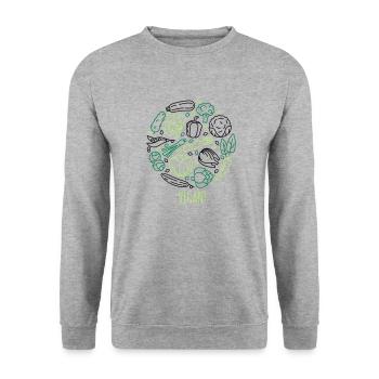 Vegan! Gemüse im Kreis - Unisex Pullover - Weißgrau meliert - Vorne - Alina (178cm) & Michal (187cm)