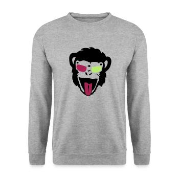 Gorilla-Affenkopf-Lünette - Unisex Pullover - Weißgrau meliert - Vorne - Alina (178cm) & Michal (187cm)