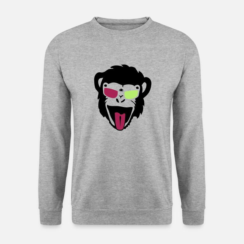Gorilla-Affenkopf-Lünette - Unisex Pullover - Weißgrau meliert