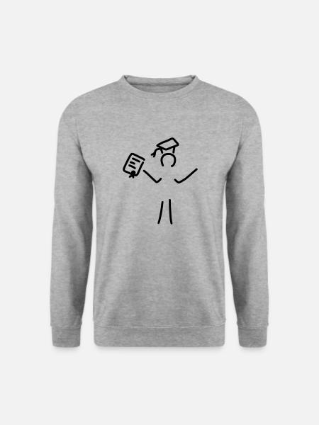 freude über doktortitel an universität - Unisex Pullover - Weißgrau meliert
