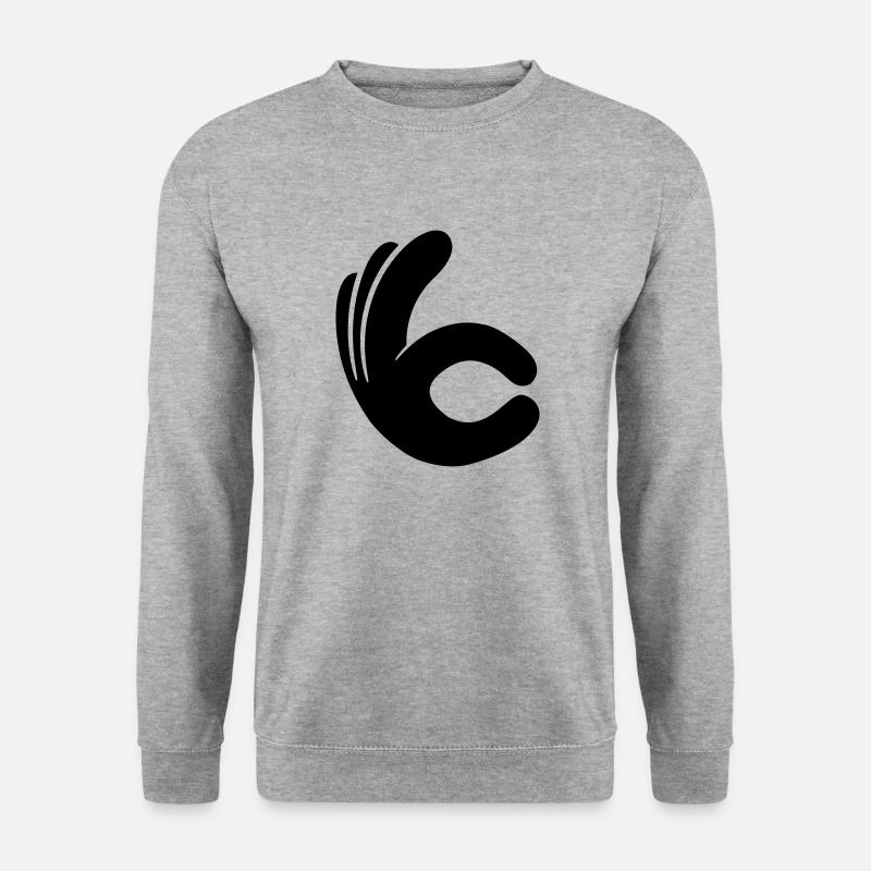hand ok loch zeigen gut handschuh comic cartoon sc - Unisex Pullover - Weißgrau meliert