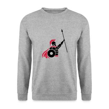 spartaner_01 - Unisex Pullover - Weißgrau meliert - Vorne - Alina (178cm) & Michal (187cm)