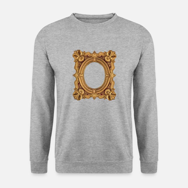 Ovaler goldener Bilderrahmen - Unisex Pullover - Weißgrau meliert