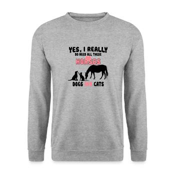 Horses Dogs And Cats - Unisex Sweatshirt - salt & pepper - Front - Alina (178cm) & Michal (187cm)